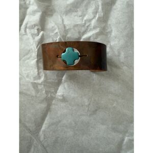 Handmade Copper Cuff Bracelet Turquoise Stone Artisan Oregon